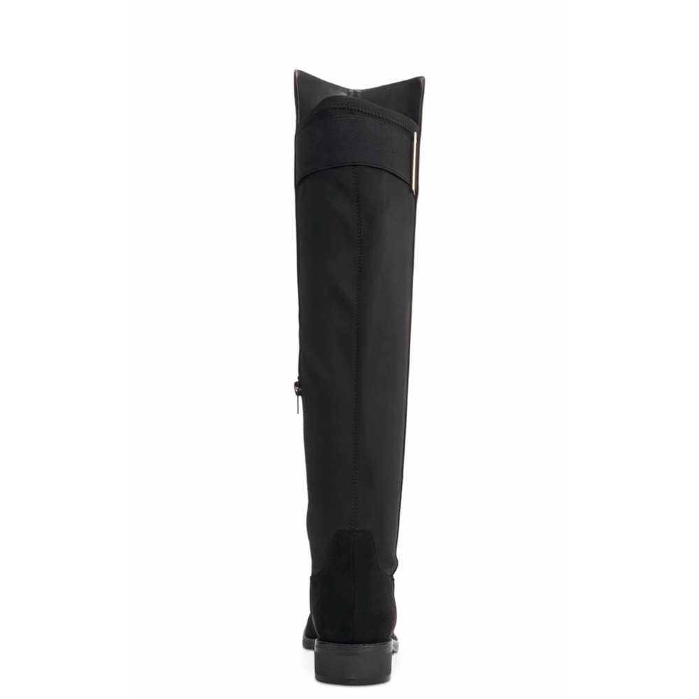 Black Suede Boots Vegan Tall Over The Knee New - Picture 3 of 8